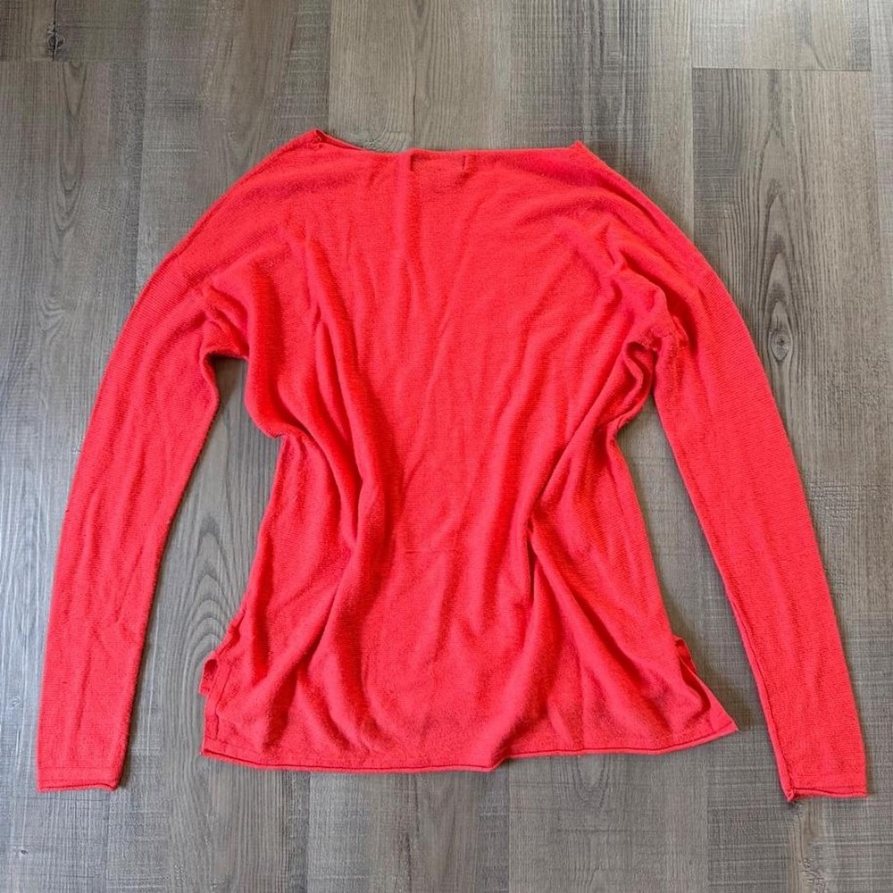 Mossimo Womens Orange Knit Long Sleeve Boat Neck Top Minimalist Size M - Picture 4 of 6